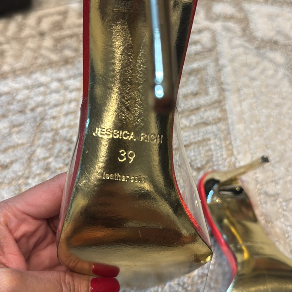 JESSICA RICH RACY MULE 120MM SATIN RED - Picture 4 of 5
